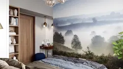 Обои лес в интерьере спальни фото