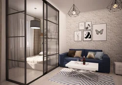 Дизайн комнаты с перегородкой для кровати в однокомнатной квартире