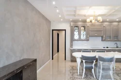 White decorative plaster in the kitchen photo