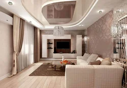 Дизайн интерьера потолка зала в квартире