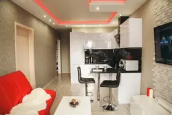 Interior of a studio apartment 18 sq m with kitchen