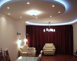 Дизайн двухуровневых потолков из гипсокартона в гостиной фото