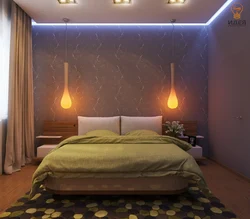Освещение в спальне с натяжными потолками фото