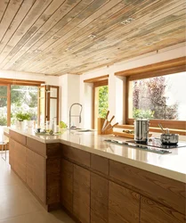Дизайн Деревянной Кухни Потолки Фото