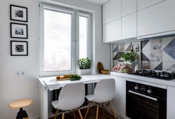 Kitchen in Khrushchev photo with dining table