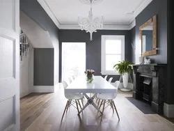 Серый пол в интерьере кухни гостиной
