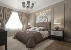 Серый с коричневым в интерьере спальни фото