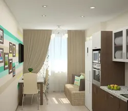 Дизайн кухни с диваном и балконом 9