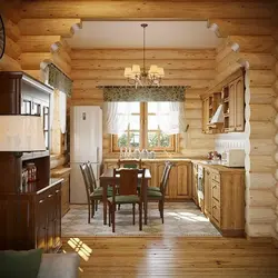 Дизайн кухни гостиной на даче в деревянном доме