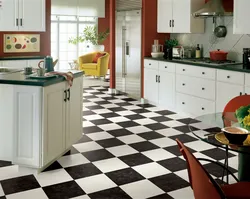 Kitchen design with patterned floor