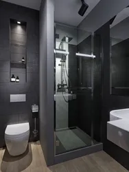 Дизайн ванной с черной душевой кабиной
