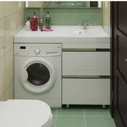 Cabinet for washing machine in bathroom photo