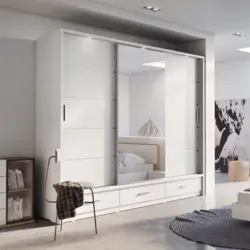 Дизайн спальни современный светлый шкаф