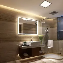Освещение в ванной комнате с натяжным потолком фото в интерьере