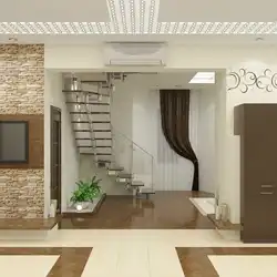 Дизайн кухни гостиной с лестницей на 2 этаж