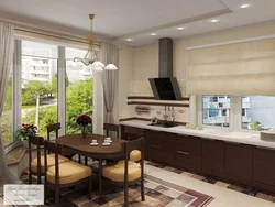 Фото дизайны прямоугольной кухни гостиной с двумя окнами
