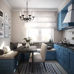 Small kitchen design with sofa