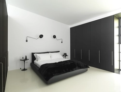 Интерьер спальни с черной мебелью фото