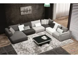 Модульный диван в интерьере гостиной