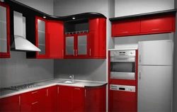 Кухни угловая красная дизайн