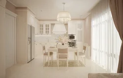 Дизайн кухни обоями в светлых тонах фото