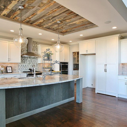 Kitchen ceiling design in a wooden house