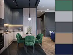 What color goes with emerald in the kitchen interior