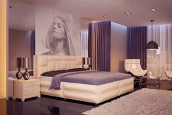 Дизайн спальни с сиреневой кроватью фото