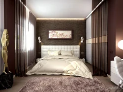Дизайн спальни коричневый шкаф