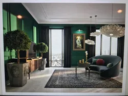 Классический интерьер гостиной зеленый