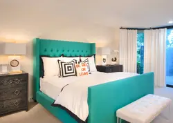 Аквамарин в интерьере спальни