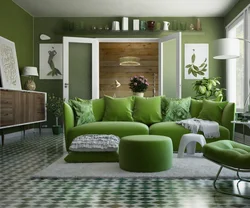 Дизайн гостиной зеленый с желтым