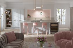Розовая кухня гостиная дизайн