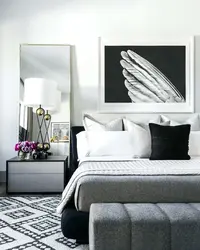 Дизайн спальни в серо черном цвете