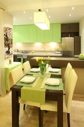Зеленая кухня гостиная дизайн фото