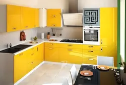 Маленькая желтая кухня дизайн