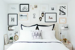 Frames in the bedroom interior