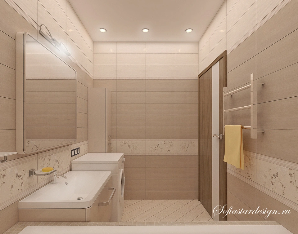 Дизайн ванной комнаты в бежевых тонах