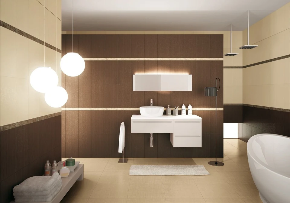 Интерьер ванной комнаты в коричневых тонах