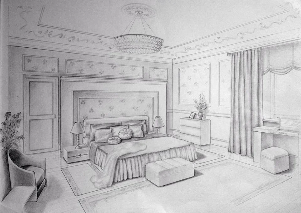 Рисунок интерьер комнаты