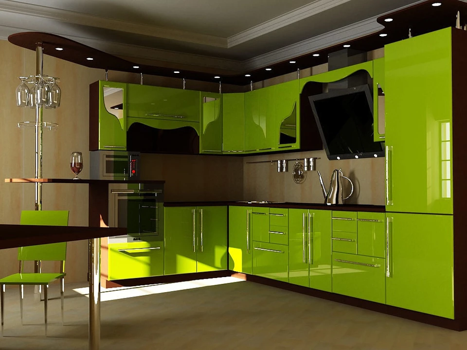 Дизайн кухни зеленого цвета