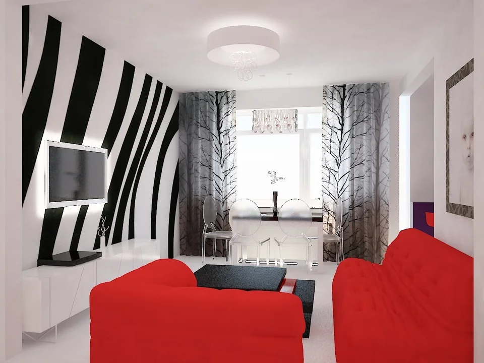 Дизайн комнаты черно белый