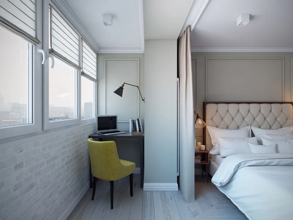 Дизайн маленькой спальни с балконом