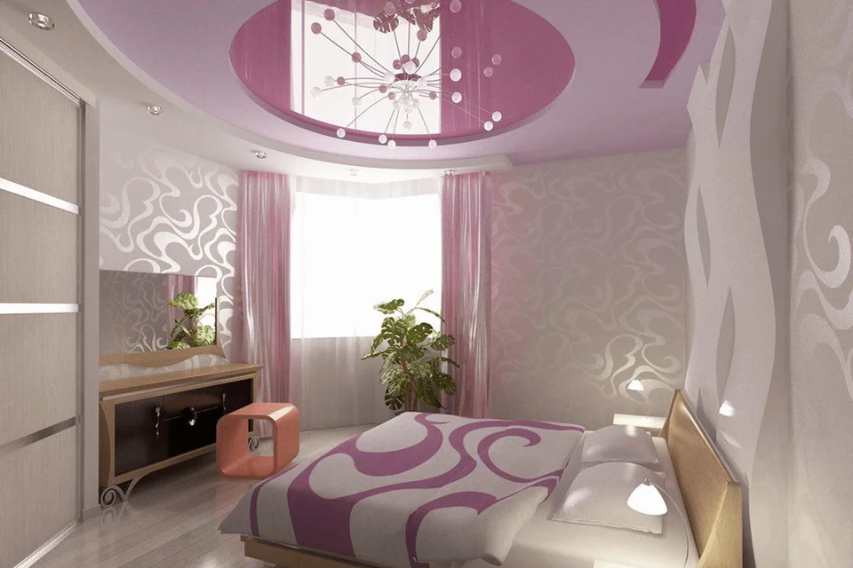 Потолок в спальне дизайн