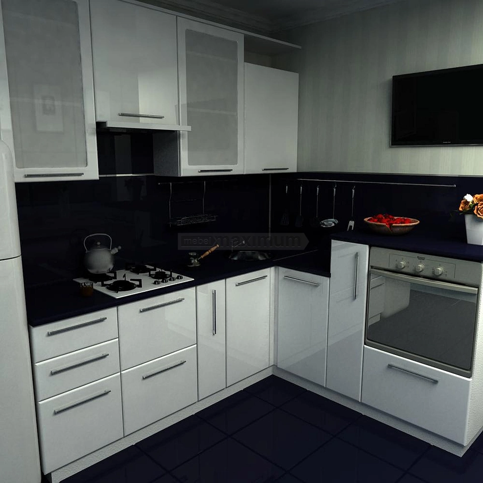 Кухня бело черная