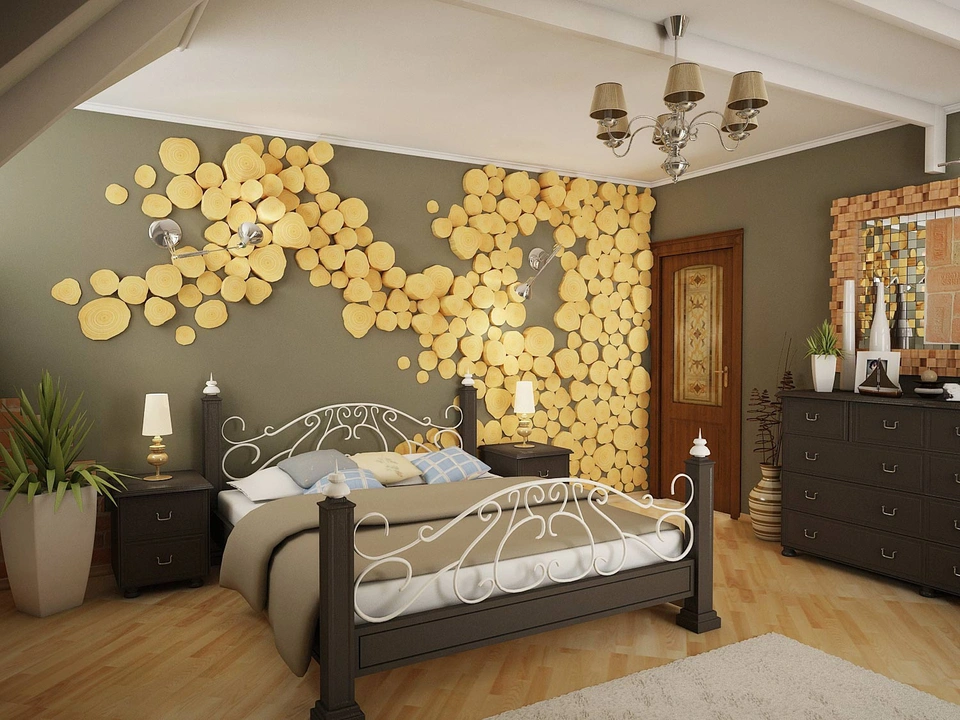 Декоративная стена в спальне