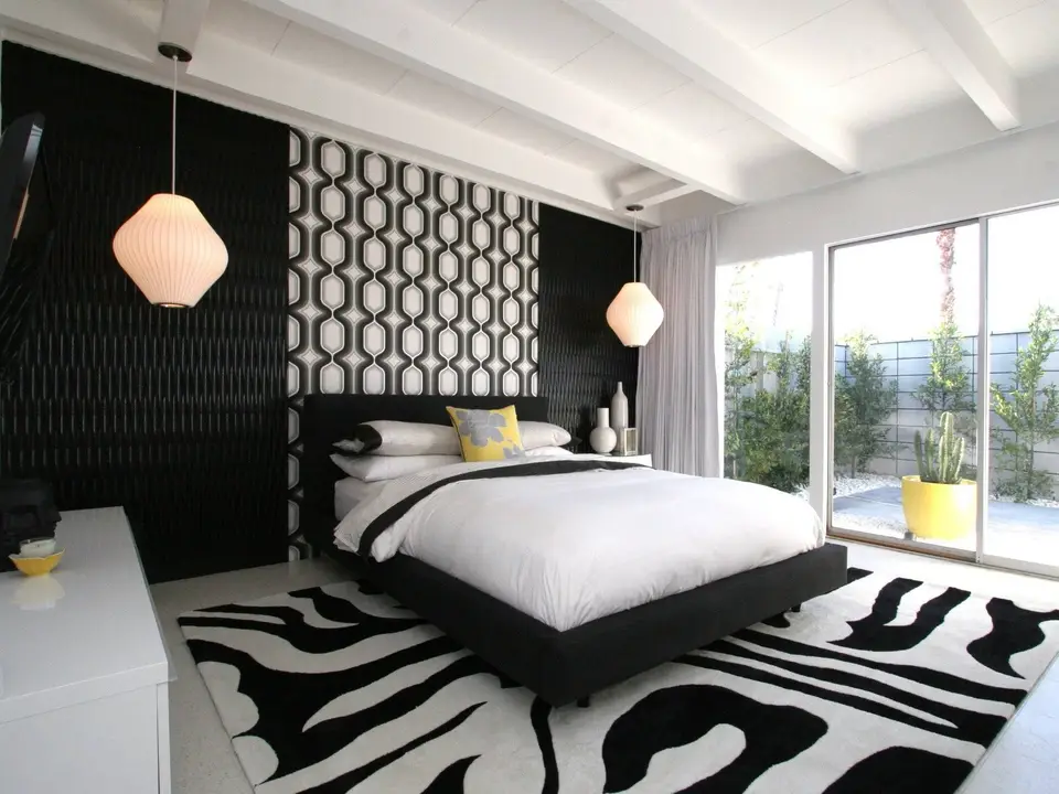 Дизайн спальни в черно белых тонах