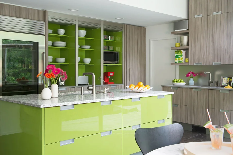 Зелёная кухня дизайн