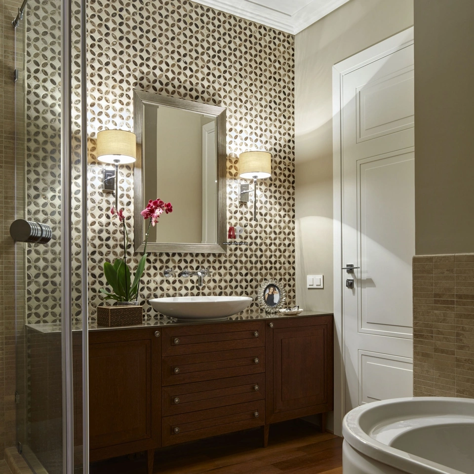 Дизайн зеркала в ванной комнате в американском стиле