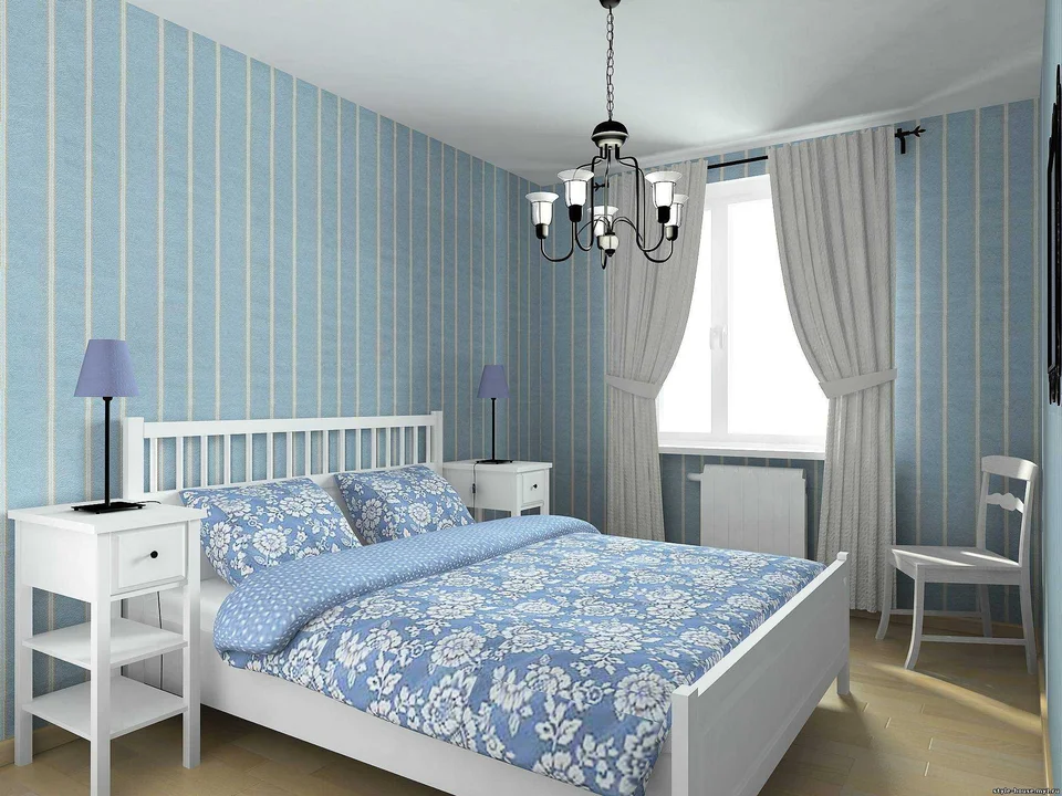 Голубая спальня дизайн